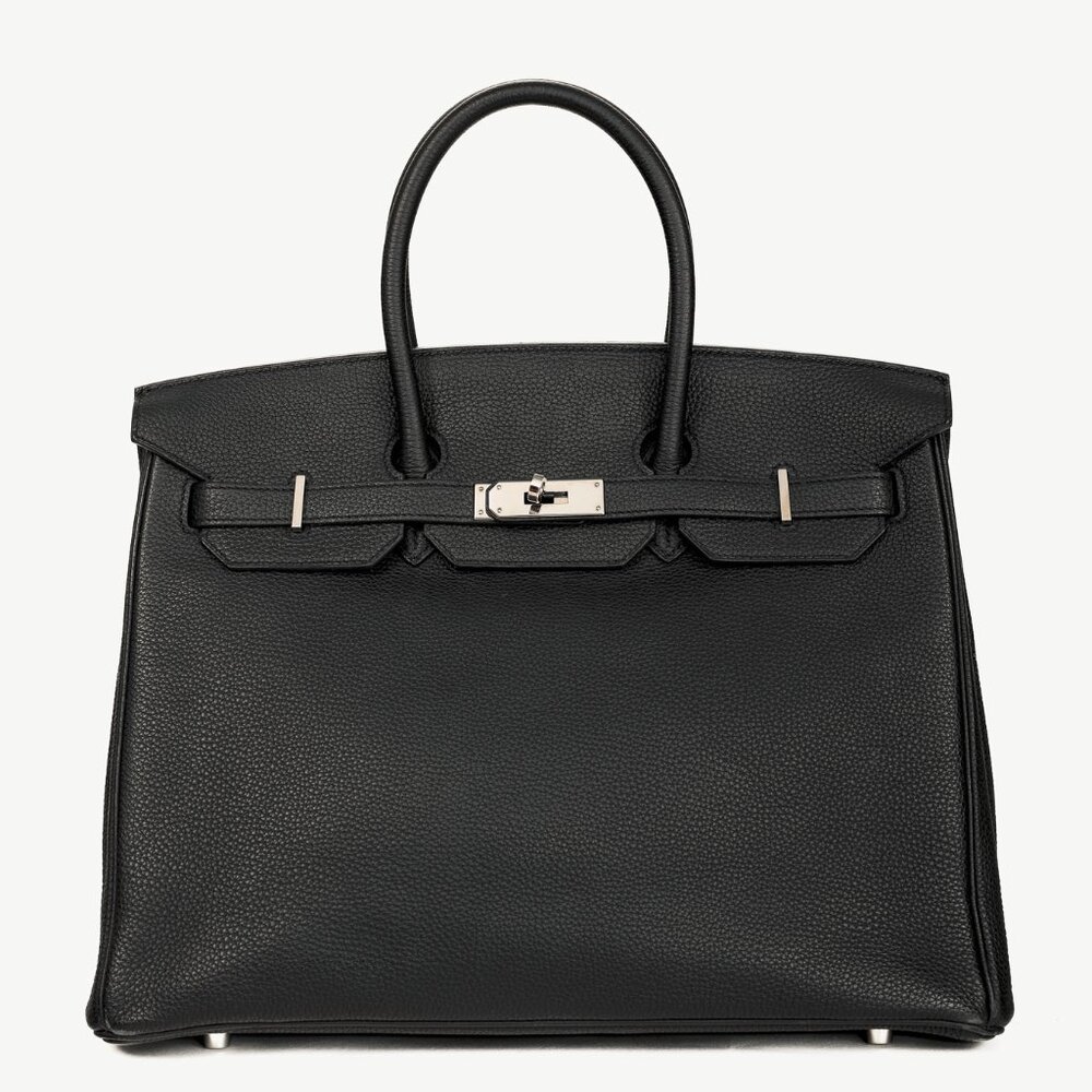 Hermes Birkin 35 Black Taurillon Clemence Leather Tote